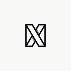 Letter NX or XN Linear Geometric Monogram in Square. 