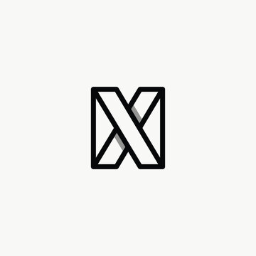 Letter NX or XN Linear Geometric Monogram in Square. 