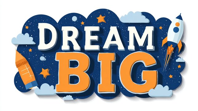 Motivational graphic with "DREAM BIG" text