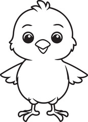 Cute cartoon chick standing facing forward silhouette