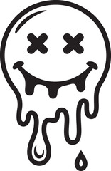 Obraz premium Melting smiley face with x eyes silhouette