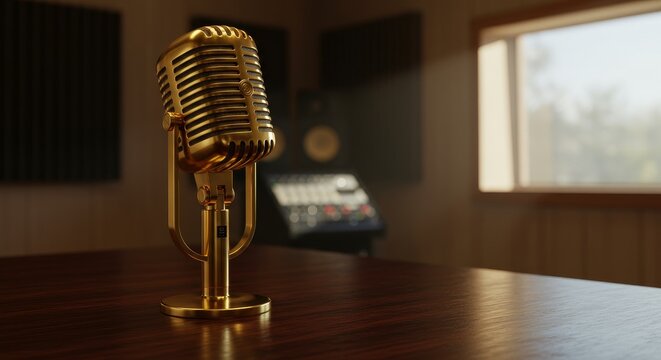 Vintage Microphone Recording in Studio Setting - Powered by Adobe
