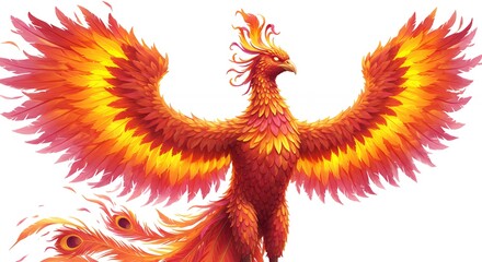 Fiery phoenix bird illustration