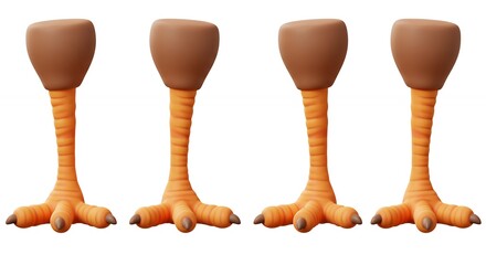 Four decorative bird legs design objects