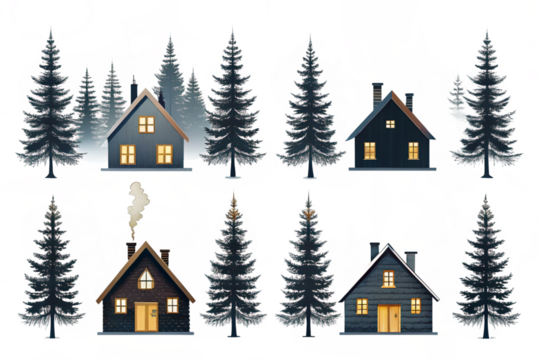winter landscape with house
