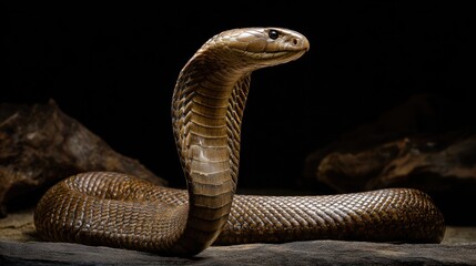 Fototapeta premium Cobra in profile, dark background