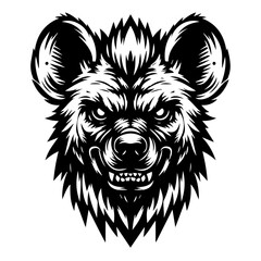 Tribal Hyena Head Vector – Fierce Symmetrical Animal Design in Black and White © Webserkers Creative