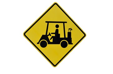 golf course cart crossing sign