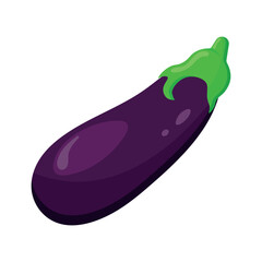 Isolated eggplant on transparent background. Farm vegetables. Eggplant icon. Aubergine  illustration. Design element for  cooking theme, cafe, restaurant. Flat cartoon style.Vector illustration.