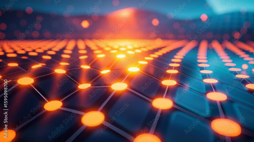 Poster abstract background with bright dots and lines in futuristic style for digital design projects