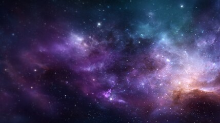 Obraz premium Vibrant Cosmic Nebula, a captivating illustration of a colorful galaxy filled with stars, set against a minimalist and clean backdrop emphasizing the beauty of space.