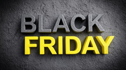 A black friday sign with yellow letters