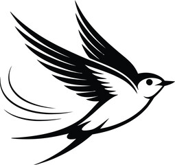 Obraz premium Black and White Flying Swallow Bird Illustration flight
