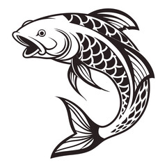 Naklejka premium Tribal patterned fish jumping isolated on white background