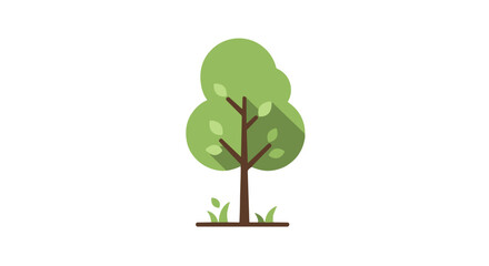 Material design tree icon in soft green tones with subtle shadow