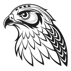 Obraz premium Tribal eagle head illustration with fierce eyes and beak