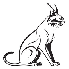 Caracal sitting gracefully with pointed ears