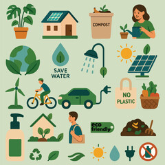stainability illustration element icon set