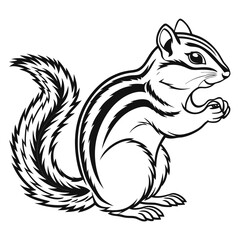 Chipmunk holding a nut in stylized line art