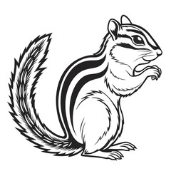 Chipmunk eating a nut in stylized line art