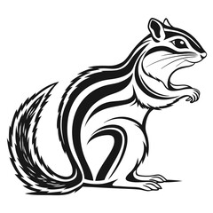 A cute chipmunk with stripes on its back and tail