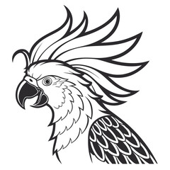 Fototapeta premium A detailed illustration of a cockatoo parrots head with a prominent crest