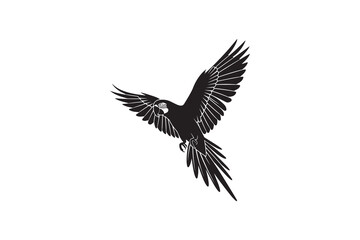 Minimalist Flying Macaw Parrot Silhouette Design