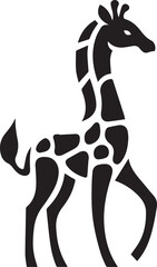 Giraffe silhouette vector with abstract woman figure outline in black style