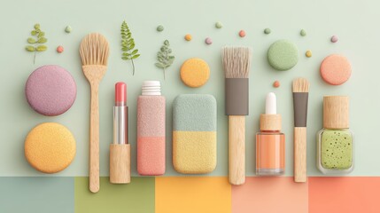 Pastel Beauty Products Display, a serene arrangement of pastel beauty items on a minimalist background, highlighting simplicity and elegance in a clean, uncluttered setting.