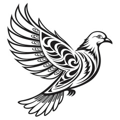 Obraz premium Stylized dove with tribal patterns on its wings and body