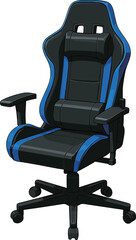 青いゲーミングチェアのイラスト