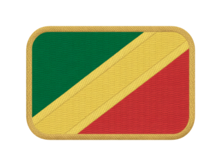 Embroidered patch displaying the flag of Congo, featuring green, yellow, and red colors against a transparent background, suitable for various designs.