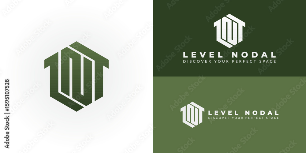 Aufkleber A modern hexagonal emblem for real estate, featuring the initials LN. Its structured design and elegant colors convey stability, innovation, and trust for a forward-thinking property company.