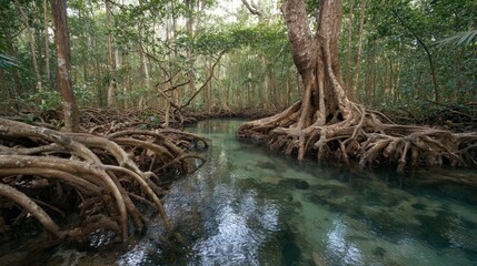 Fototapeta premium Lush mangrove forest waterway