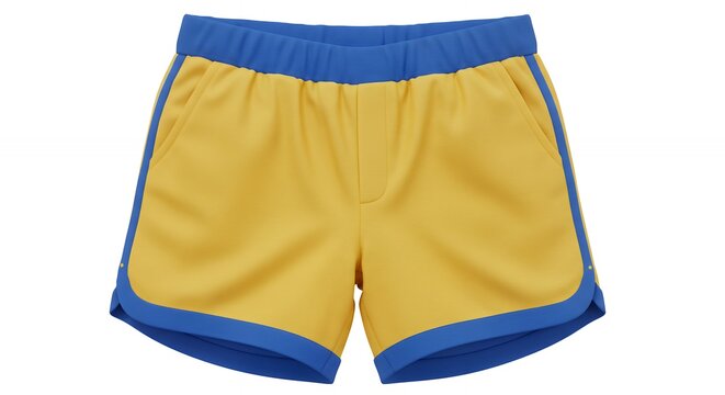 Childrens yellow shorts with blue trim