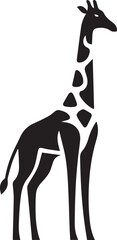 Giraffe silhouette vector with abstract woman figure outline in black style