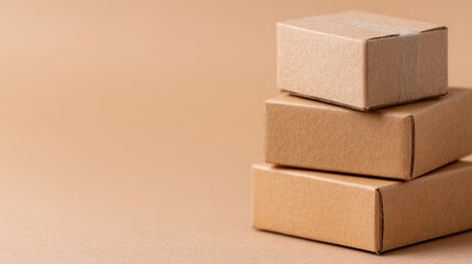 Cardboard Boxes for Shipping and Moving, a collection of stacked cardboard boxes in a minimalist beige setting, emphasizing organization and simplicity for packaging needs