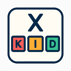 Fototapeta premium Playful alphabet blocks spell KID with large letter X above