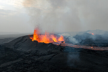volcanic eruption on Iceland on Rekjanes Peninsula on July 18, 2025