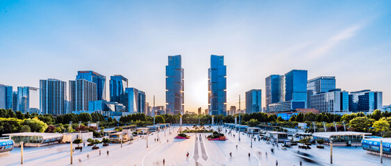 High angle view of Zhengzhou East Railway Station Square City inZhengzhou Henan Province, China