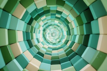 Green and Beige Cube Tunnel