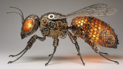 Detailed mechanical bee sculpture