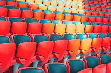 Fototapeta premium Empty Outdoor Auditorium Rows in Winter Setting