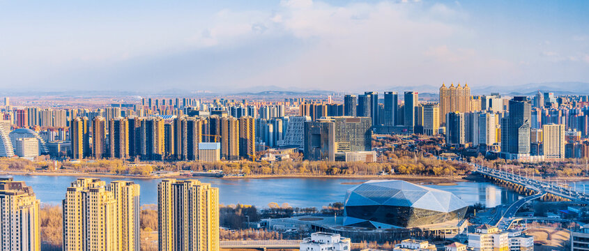 Shengjing Theater and Hunnan District city skyline in Shenyang, Liaoning, China