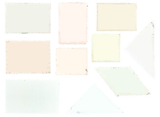 Blank various shapes postage stamp surface in an isolated background