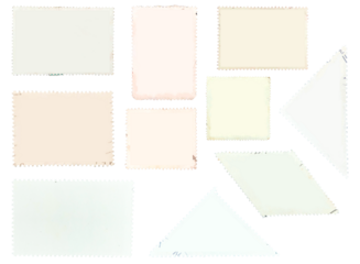 Blank various shapes postage stamp surface in an isolated background