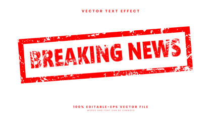 Breaking news 3d editable text effect template Suitable for red square grunge stamp