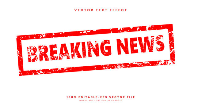 Breaking news 3d editable text effect template Suitable for red square grunge stamp
