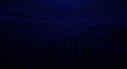 Abstract Network Grid Connecting Digital Nodes in Dark Blue