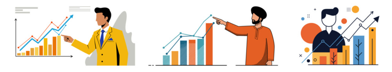 Business professionals analyzing growth charts in a modern office, man pointing at chart, man pointing at chart